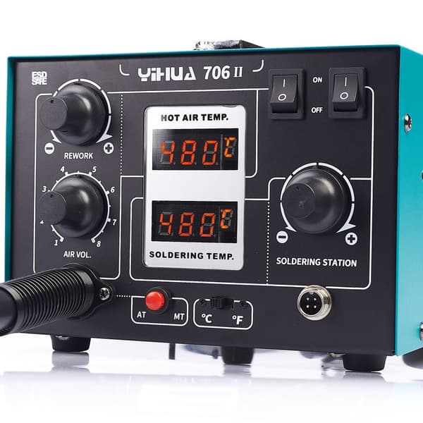 Professionel 2-i-1 varmluftsloddestation + T12 Yihua 706 II-system