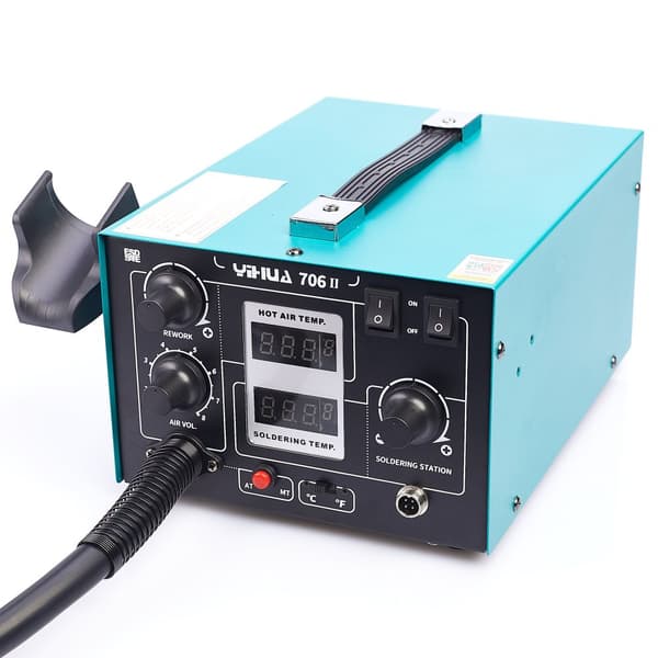 Professionel 2-i-1 varmluftsloddestation + T12 Yihua 706 II-system