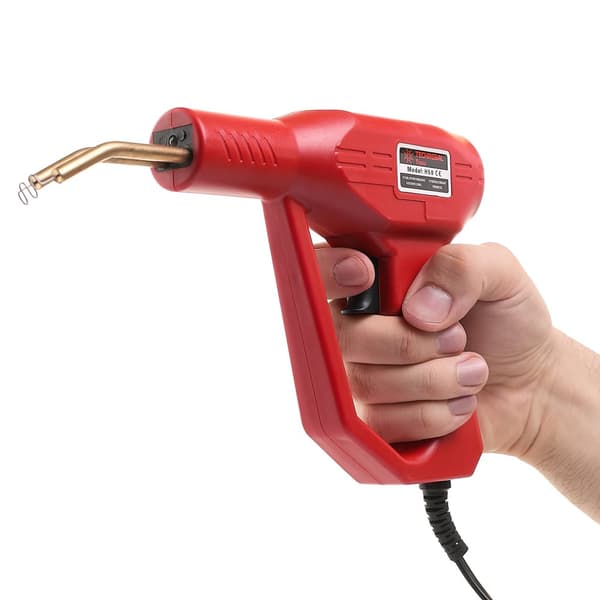 50W juotoskolvi muovin tasoittamiseen + H50 muovinitoja + 200 niittiä, veitsi, pihdit