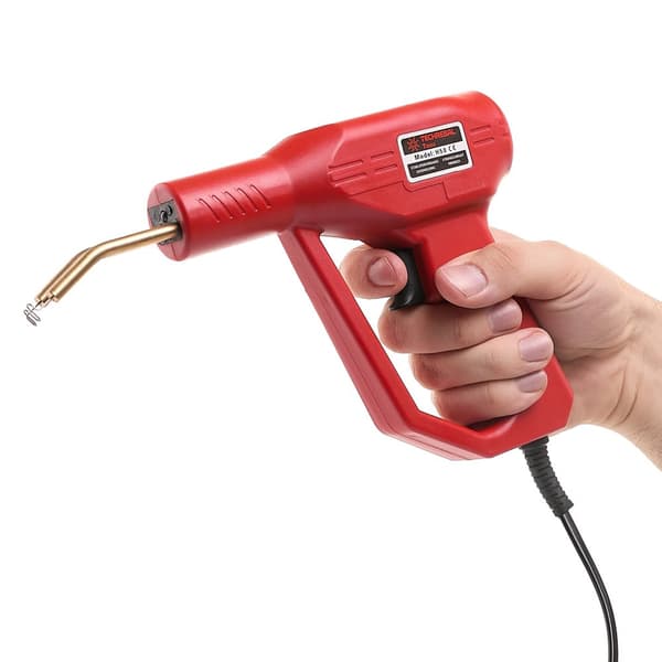 50W juotoskolvi muovin tasoittamiseen + H50 muovinitoja + 200 niittiä, veitsi, pihdit