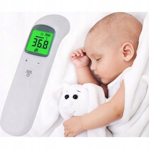 Berøringsfri medicinsk infrarød termometer + 360° spejl til observation af din baby i bilen