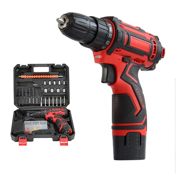 12V Trådløs Boremaskine, 25 Nm Maks. Moment, Ergonomisk Design,EU, Rød