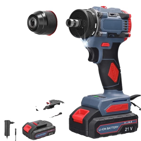 Batteridriven Skruvdragare, 55Nm Vridmoment, Borstlös Motor,EU, Set 2 2st batteri