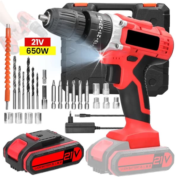 Elektrisk Boremaskine, 21V Spænding, 650W Effekt,1*batteri