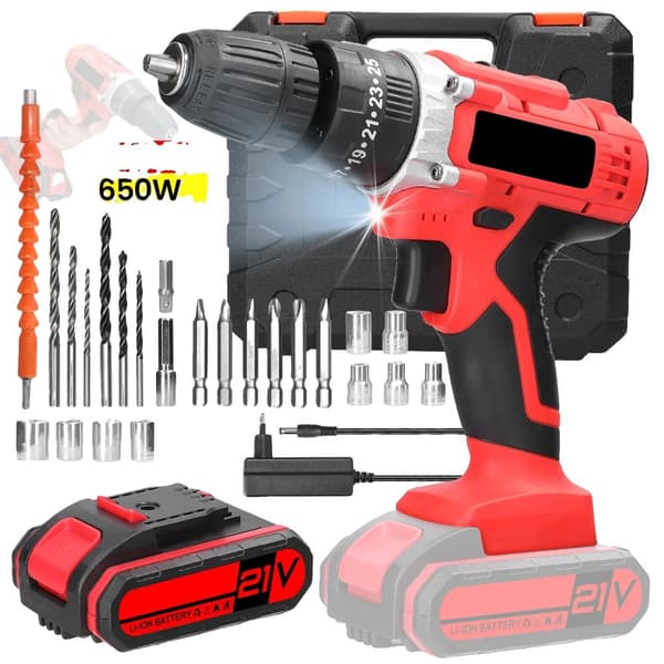Elektrisk Boremaskine, 21V Spænding, 650W Effekt,1*batteri