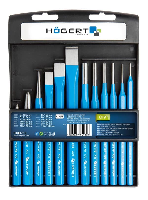 Mejselset Hogert HT3B712; 12 st.