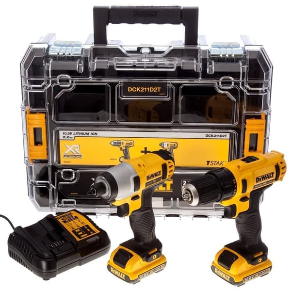 Verktygspaket DeWalt DCK211D2T (DCD710 + DCF815); 12 V; 2x2,0 Ah batt.
