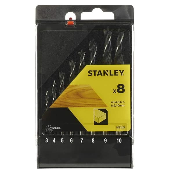 Borrsats för trä Stanley STA56006-QZ; 3-10 mm; 8 st.
