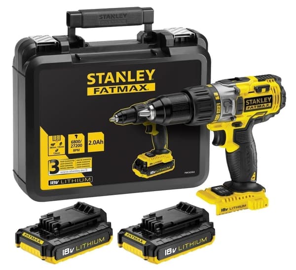 Skruvdragare/borr Stanley FMC625D2; 18 V; 2x2,0 Ah batt.