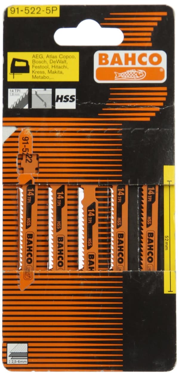 Sticksågsblad Bahco 91-M; 77 mm; 14TPI; 5 st.