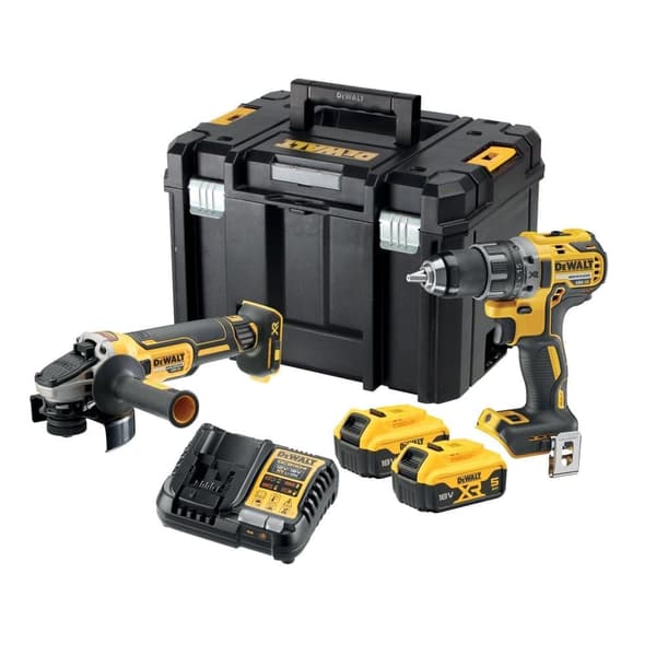 Verktygspaket DeWalt DCK2020P2T-QW (DCG405 + DCD791); 18 V; 2x5,0 Ah batt.