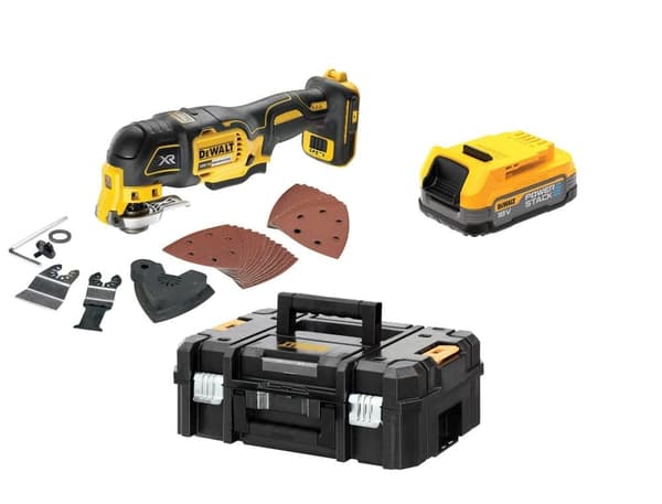 Flerfunktionsverktyg DeWalt DCS356E1T-XJ; 18 V; 1x1,7 Ah batt.