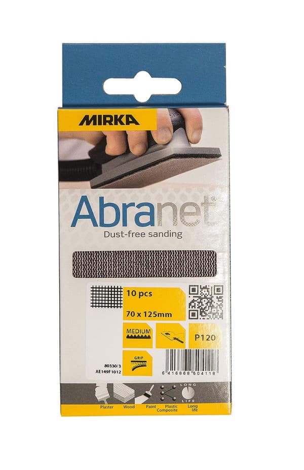 Nätmönstrat slippapper Mirka Abranet AE149F1012; 70x125 mm; P120; 10 st.