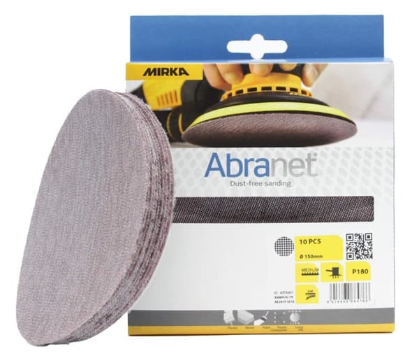 Nätmönstrat slippapper Mirka Abranet AE241F1018; 150 mm; P180; 10 st.