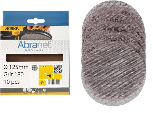 Nätmönstrat slippapper Mirka Abranet AE232F1018; 125 mm; P180; 10 st.