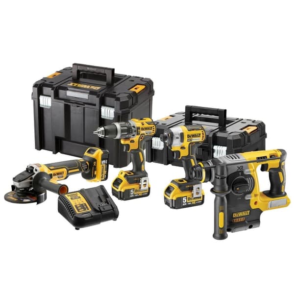 Verktygspaket DeWalt (DCG405 + DCH273 + DCD796 + DCF887); 18 V; 3x5,0 Ah batt. + väska TSTAK