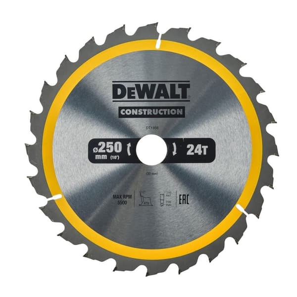 Sågklinga för trä DeWalt; 250x3x30,0 mm; Z24; 10°