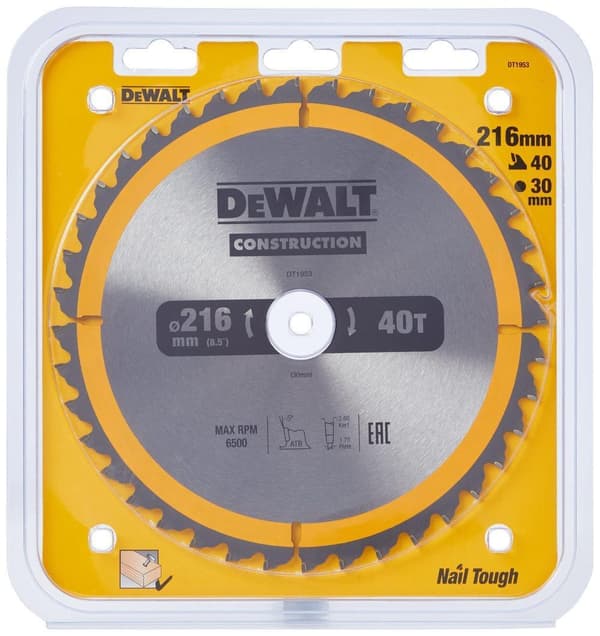 Sågklinga för trä DeWalt; 216x2,6x30,0 mm; Z40; -5°