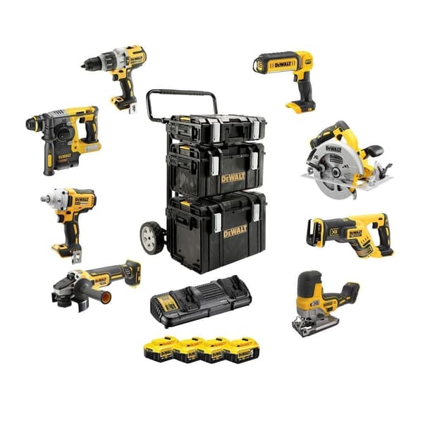 Verktygspaket DeWalt DCK856P4 (DCD996+DCF894+DCH273+DCG405+DCS367+DCS335+DCS570+DCL050); 18 V; 4x5,0 Ah batt.