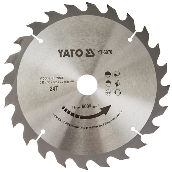 Sågklinga för trä Yato YT-6070; 250x2,2x30 mm; Z24