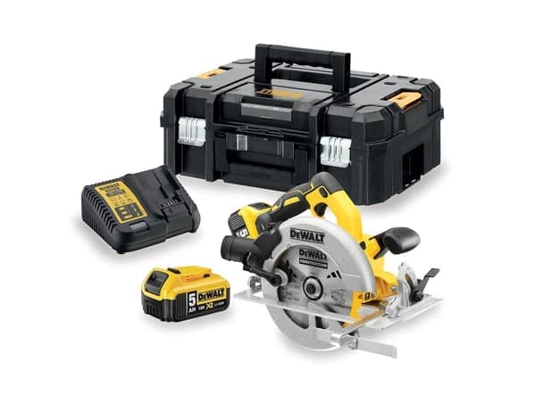 Batteridriven cirkelsåg Dewalt DCS570P2; 18 V; 2x5,0 Ah batt.