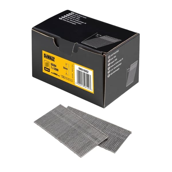 Spik Dewalt DNBA1650SZ; 20°; 1,6x50 mm; 2500 styck: rostfritt stål