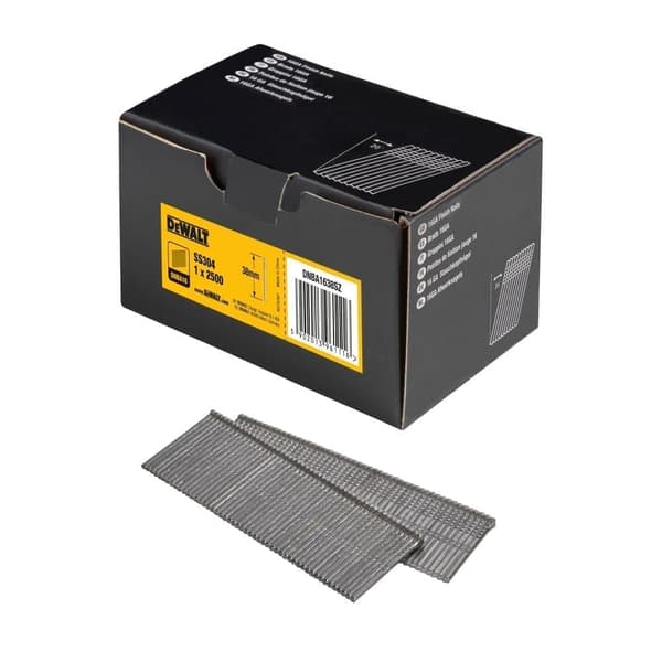 Spik Dewalt DNBA1638SZ; 20°; 1,6x38 mm; 2500 styck: rostfritt stål