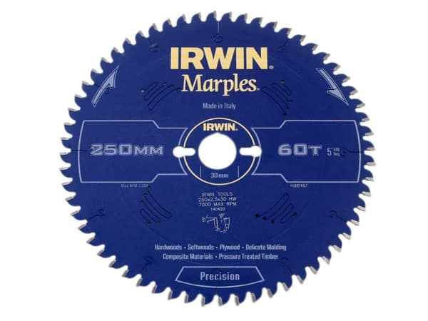 Sågklinga för trä Irwin Marples; 250x2,5x30,0 mm; Z60