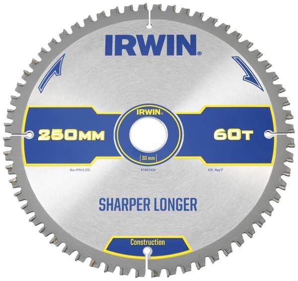 Sågklinga för trä Irwin; 250x2,8x30,0 mm; Z60