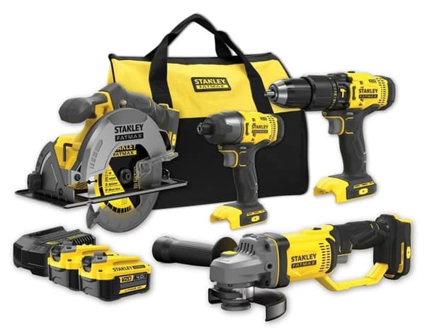 Verktygspaket Stanley SFMCK469M2-QW (SFMCD711 + SFMCF800 + SFMCG400 + SFMCS500); 2x4,0 Ah batt.