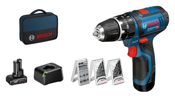 Slagskruvdragare / borr Bosch GSB 12V-15; 12 V; 1x2,0; 1x4,0 Ah batt.