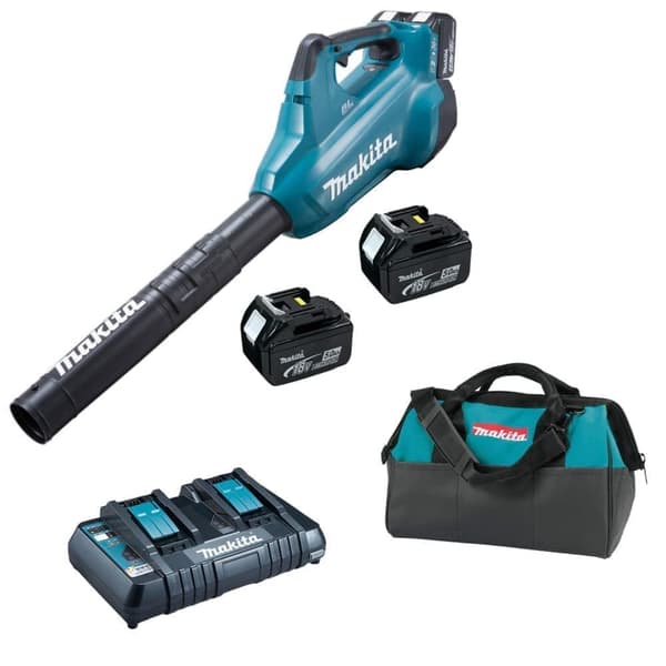 Batteridriven lövblås Makita DUB362PT4; 2x18 V; 4x5,0 Ah batt.