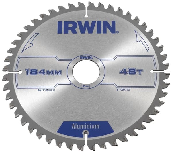 Sågklinga för aluminium Irwin; 184x2,5x30,0 mm; Z48