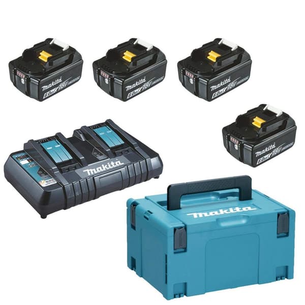 Tillbehörsset Makita Powerpack; 18V; 4x6,0 Ah + DC18RD