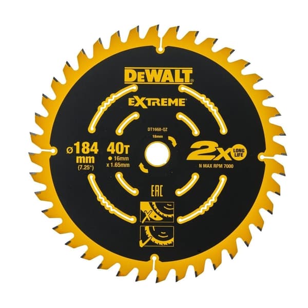 Sågklinga för trä DeWalt DT1668-QW; 185x1,6x16,0 mm; Z40; 20°