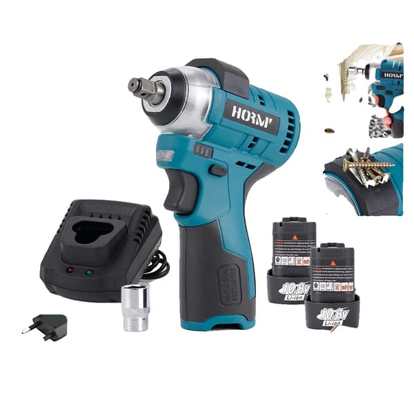 Børsteløs Elektrisk Skruenøgle, 120N.m Moment, 3300 RPM Hastighed,EU, 2Batteri 1Oplader