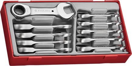 10-delad uppsättning korta spärrnycklar med öppen ände teng Tools TT6010MRS