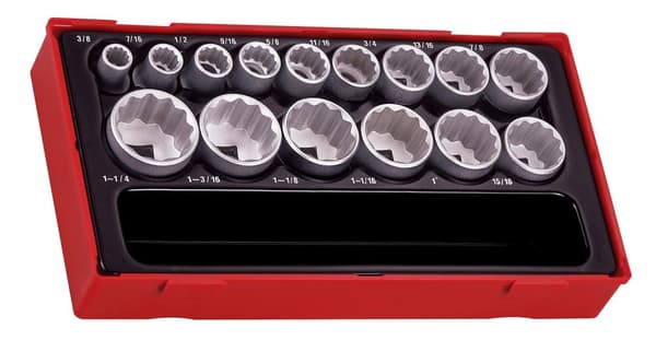 Teng Tools TT1215-AF 15-delad 12-punkts tumsocket set med 1/2" drivning