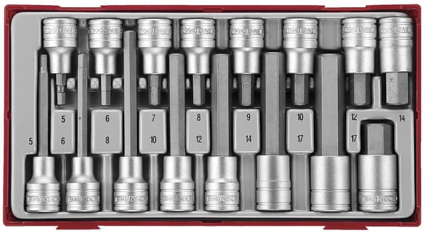Teng Tools TTHEX16 16-osainen sarja vaihdettavia kuusiokoloteriä 1/2" neliövoimalla
