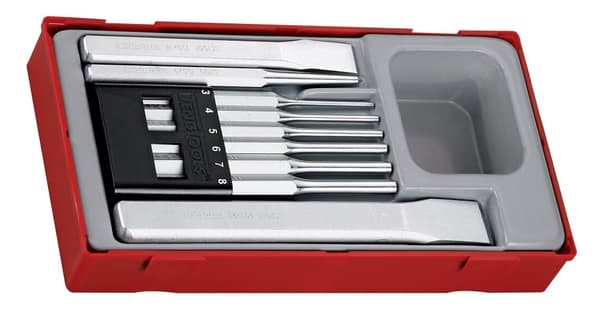 Teng Tools TTPC09 9-delt mejsel, stanse og center stanse sæt