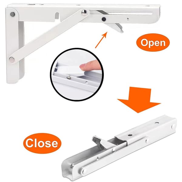 Fällbar konsol 450 x 170 mm – vit metall för väggmontering