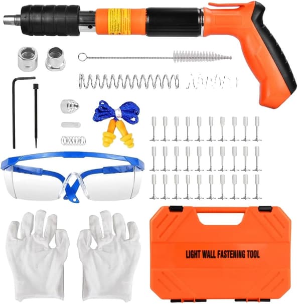Mini Stålspikpistol, Kompakt Storlek, Justerbar Effekt,Orange 220X nagel + låda