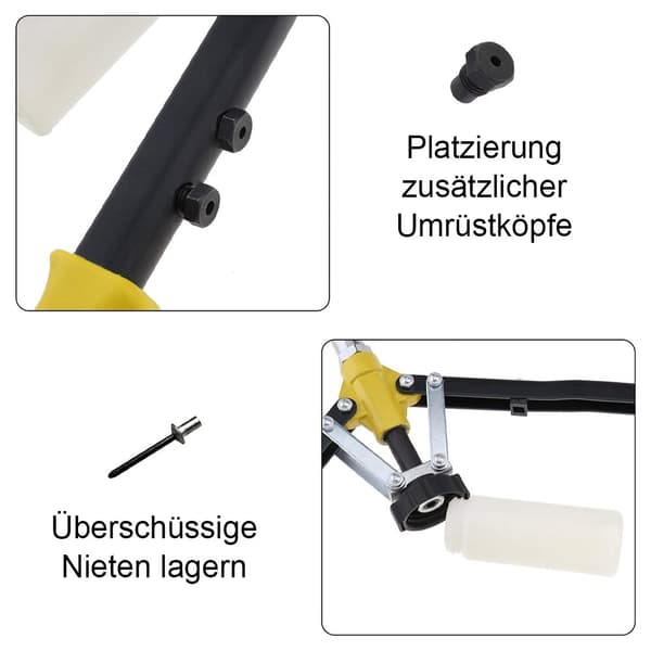 Riveter Gun Sæt, Ergonomisk Design, Hurtig Skift Hoveder, Robust Konstruktion