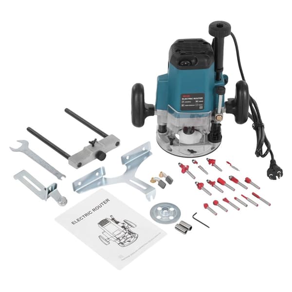 Elektrisk Træfræser, 2200W Effekt, 10000-23000RPM Hastighed,2200W, Blå