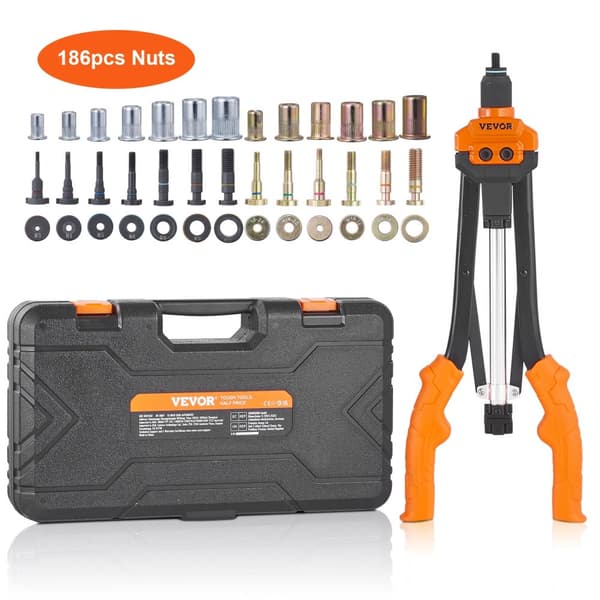 Rivnut Værktøjssæt, 186 Assorterede Rivnutter, Holdbart Q235 Stål,16in 186stk SemiAuto