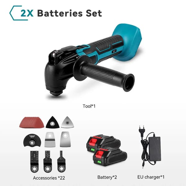Oscillerende Multiværktøj, 600W Effekt, 6000-20000 OPM Frekvens,2 batterier