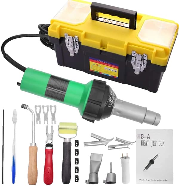 Plastsvetsningspistol, Justerbar Temperatur, Fuld Værktøjssæt,1600W 220V EU Stik, 22Pcs Svejserpistol Sæt