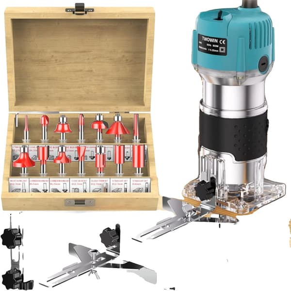 Træbearbejdnings Elektrisk Kantfræser, 800W Effekt, 30000RPM Hastighed,Borebits 15 Stykke Sæt