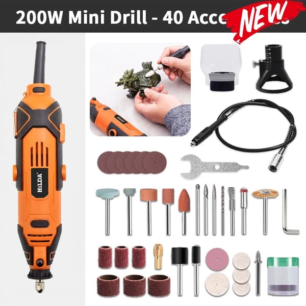Mini Boremaskine, 200W Effekt, 10000rpm Hastighed,DM186, EU