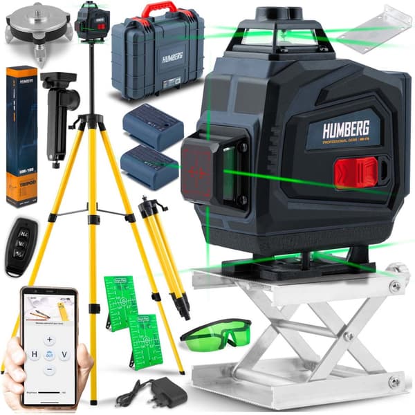 Krydslaser i etui + Humberg HM-170 stativ